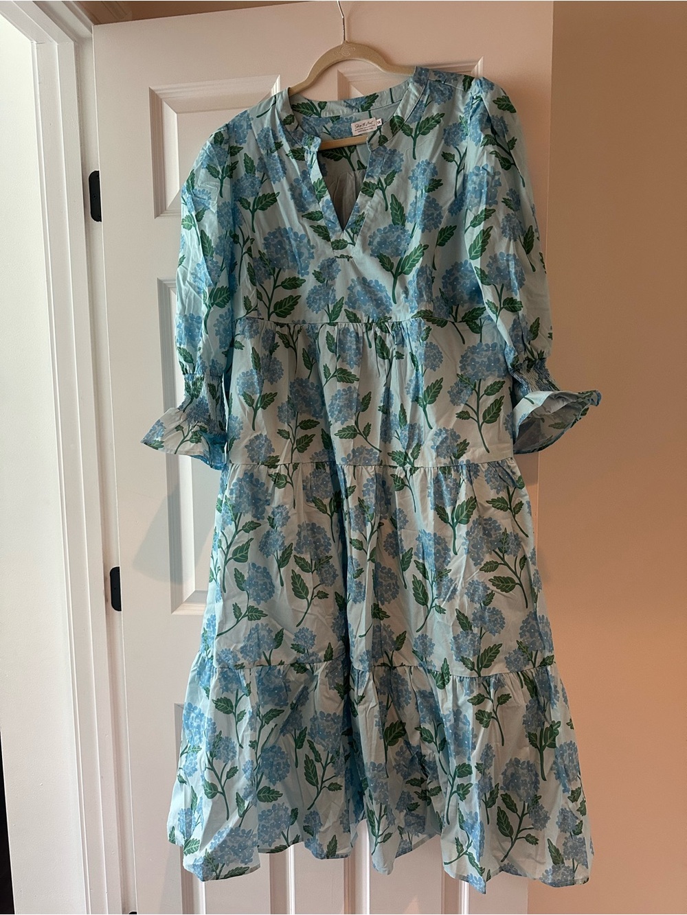 NURSING COLLECTION: Light Blue Floral Midi Dress